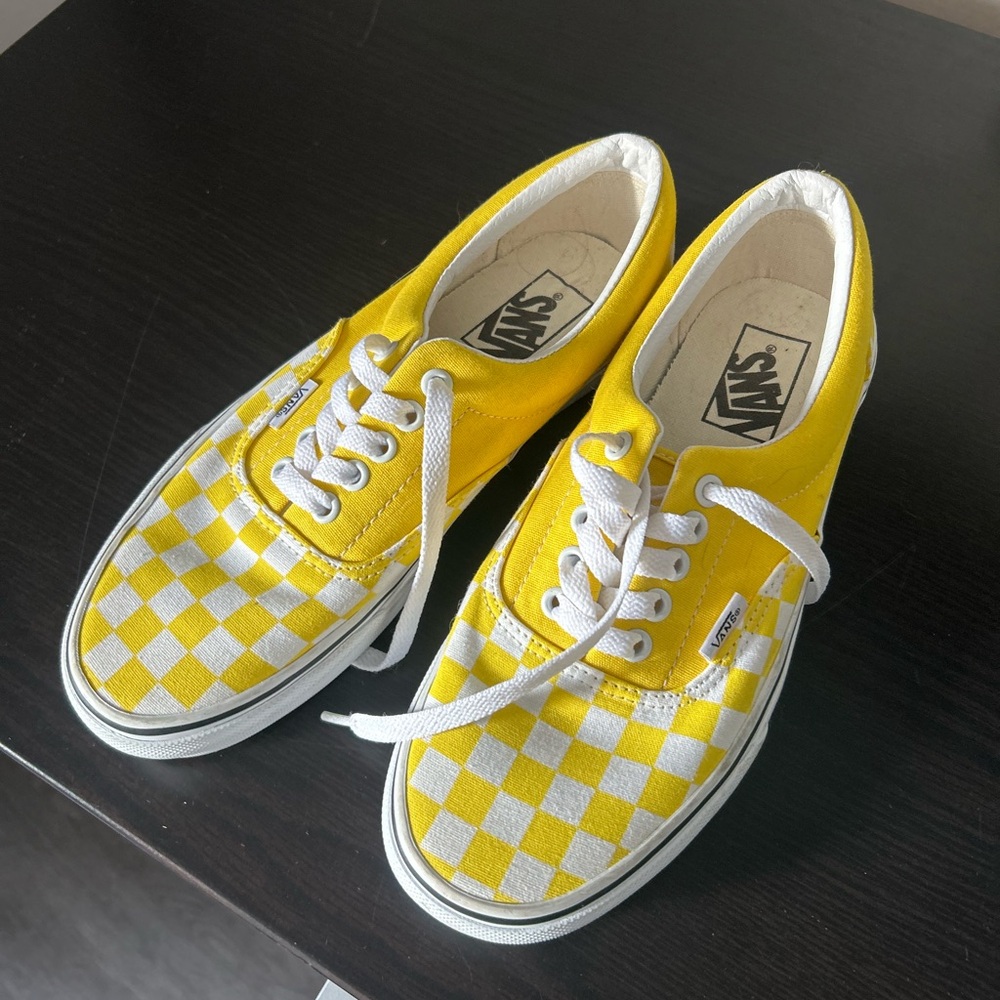 Yellow checkered vans W8